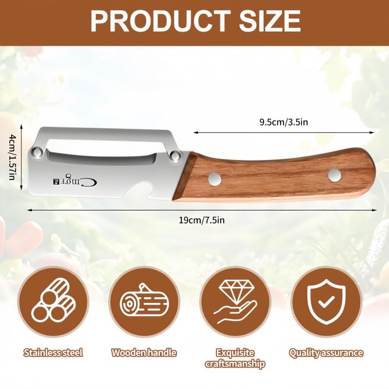 Image of Multi-Functional Premium Vegetable Peeler,Suitable for Fruits,potatoes, Sugar Cane, Pumpkin,carrot peeler,stainless steel Wooden handle peeler Kitcheng tool With bottle opener (1Pcs)