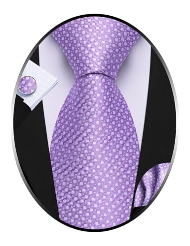 Image of Barry.Wang Ties for Men Silk Tie Sets Polka Dot Woven Necktie Pocket Square Cufflinks Business Wedding