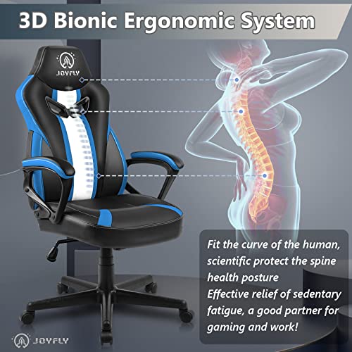 Image of JOYFLY Gaming Chair, Game Chair for Adults, Gamer Chair Racing Style Ergonomic PC Chair with Headrest and Lumbar Support, for Boys Teens（Blue）
