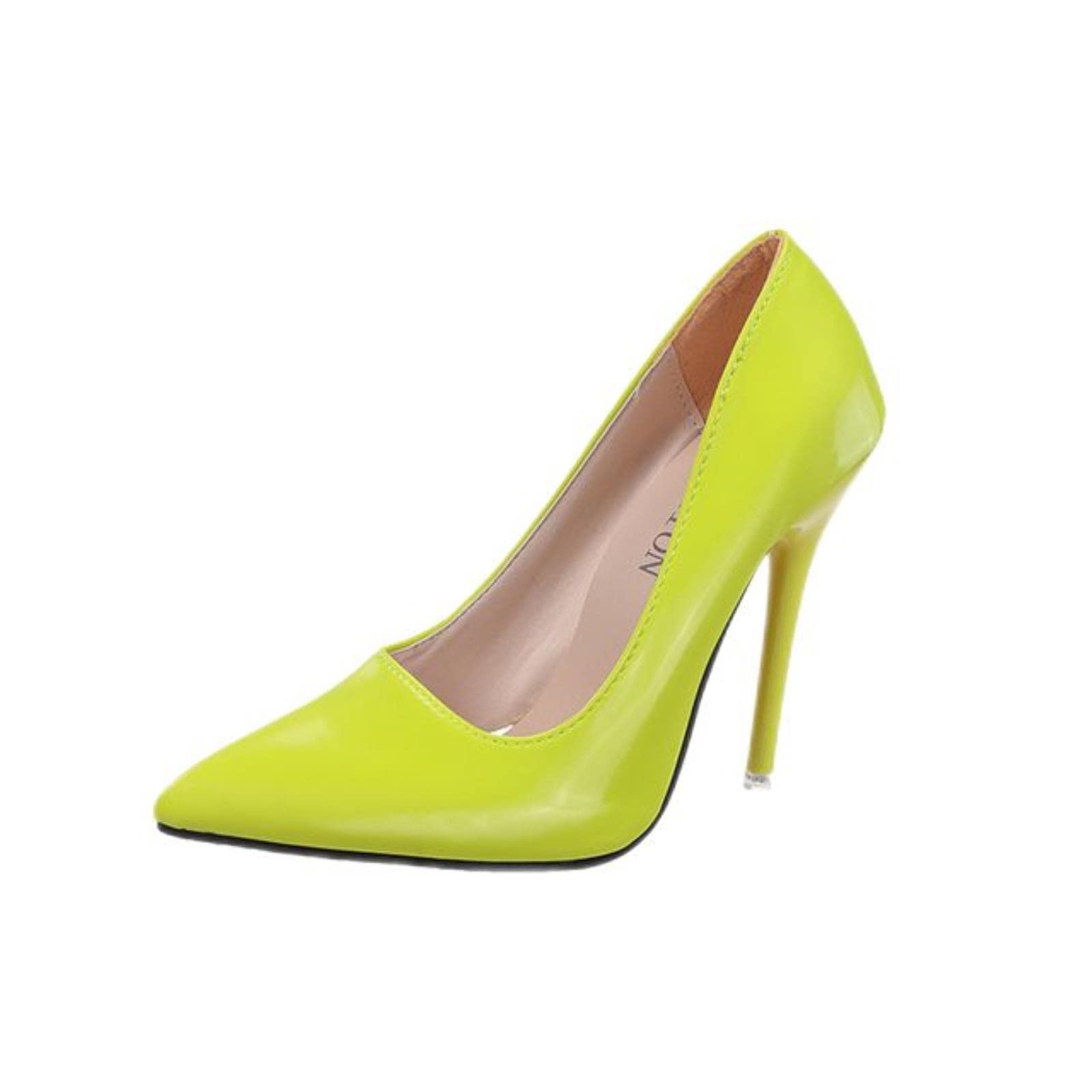 Super High Stiletto Heels Patent Leather Women Pumps Colorful Officia Pointed Toe Shoes Plus-Green,5