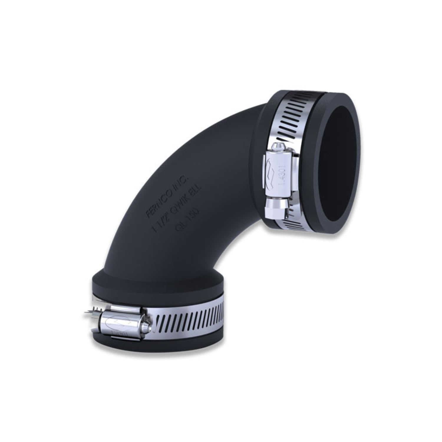eco-filtration Fernco 3" Flexible Elbow (90 mm to 75 mm) - EPDM Rubber 90° Pipe Connector with Stainless Steel Clamps - Leak-Proof, Reusable and Easy Installation