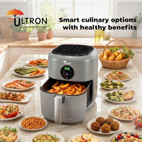 Image of Ultron Air Fryer Digital 4.5 L FryFit 45S, 1200W Oil-free Cooking | Instant Electric Air Fryer for Home, Rapid Hot Air Circulation, Fry, Grill, Roast, Steam, and Bake | 1 Year Warranty