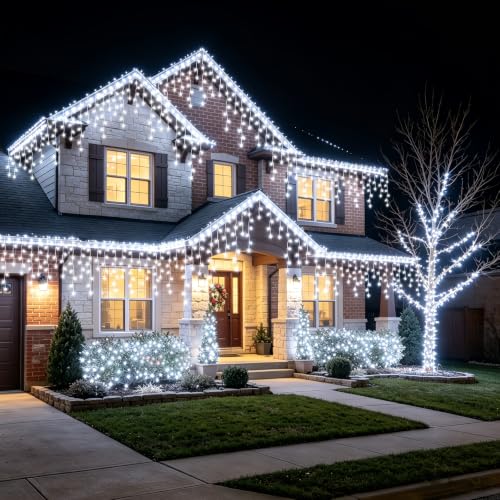 Cortina de luces de Navidad exterior solar para balcones de 25 metros