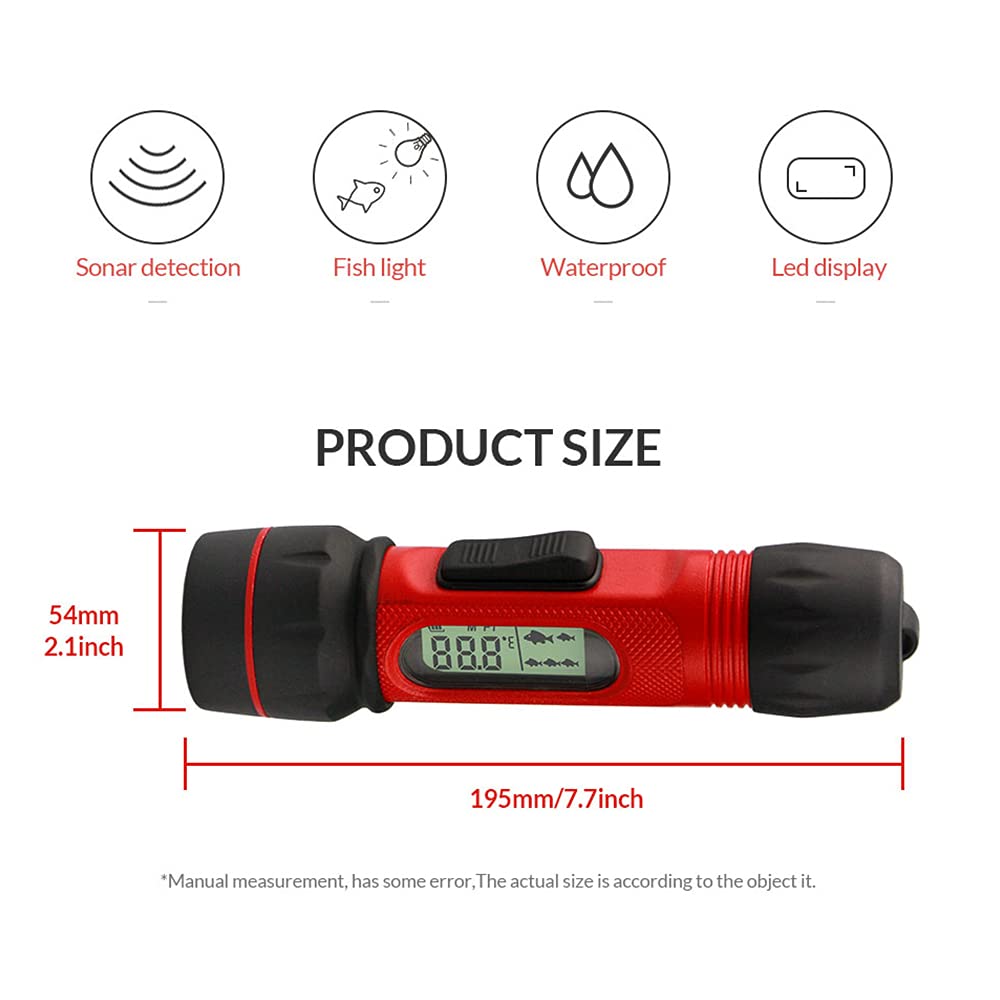 Ecoscandaglio Sonar per Pesca nel Ghiaccio con Luce Subacquea a LED Ecoscandaglio Portatile Wireless con profondità di rilevamento di 0,8-90 m