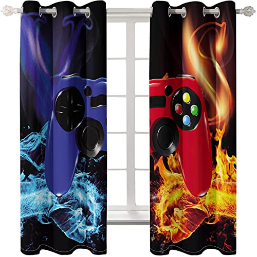 Xisnuient 2Pcs Cortinas de Videojuegos Arte Abstracto 3D