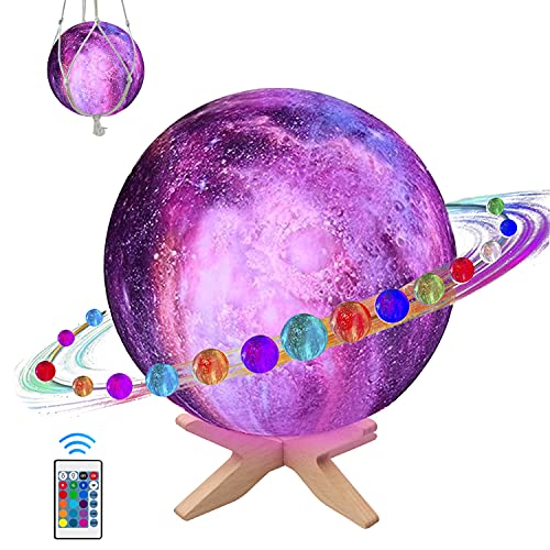 3D Moon Lamp with Stand, LED Galaxy Lamp 5.9 inch, Starry Moon Night Lights for Bedroom, 16 Colors Lava Lamps Space Lamp with USB Rechargeable & Touch Control & Remote Gifts for Girls Boys by Gbateri