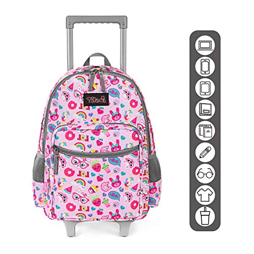 Image of Rolling Backpack 18 inch Double Handle Wheeled Boys Girls Travel School Children Luggage Toddler Trip