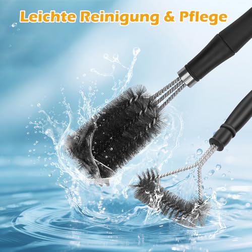 Grillbürste mit Schaber (2 Stück), Grillbürste für Grill im Freien Extra Starke Grillreiniger Zubehör für Grill/Raucher/Gas/Kohle