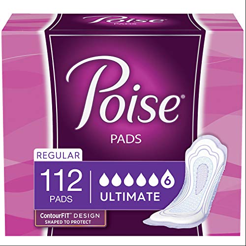 Poise Incontinence Pads, Ultimate Absorbency, Regular Length, 112 Count (2 Packs of 56)