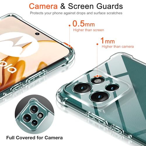 Image of Lustree Back Cover Transparent Case Compatible with Motorola Edge 50 | Clear + TPU Case with 4 Corner Air Cushion Protection & Camera Protection | Slim& Stylus Cover