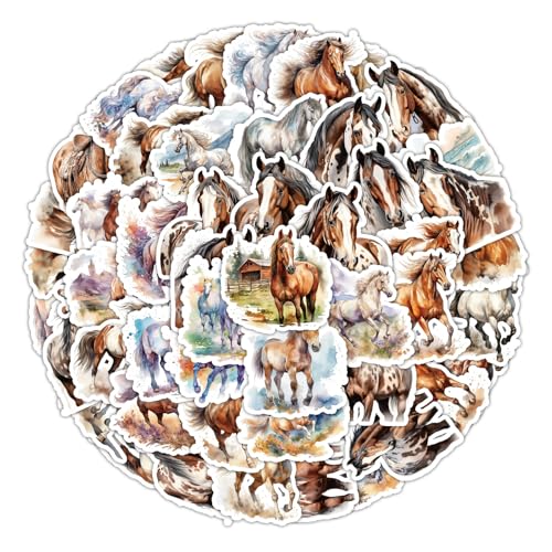 ZMDMAH 50 Stücke Pferdeaufkleber, Süßer Pferd Aufkleber Grosse Sticker, Wasserdicht Vinyl Stickers Decals für Fahrrad Motorrad Graffiti Skateboard Laptop Computer Gepäck Jungen und Mädchen