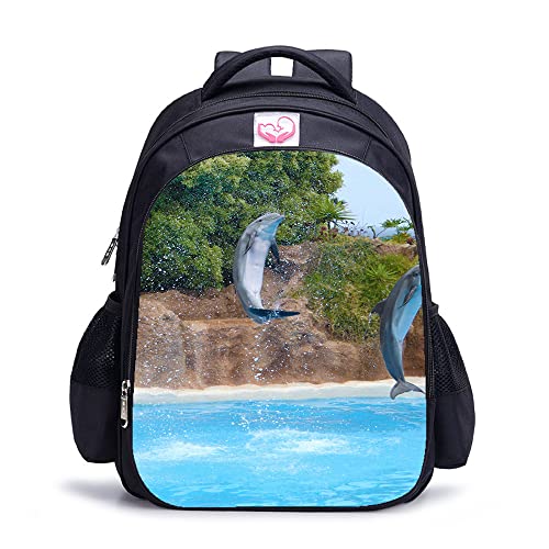 Sac à dos scolaire Dauphin pour enfants, cartable mixte 41x28x12 cm idéal pour filles et garçons