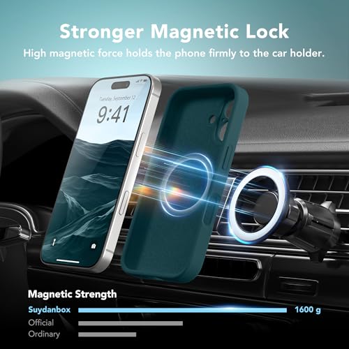 Image of Magnetic for iPhone 16 Plus Case, Compatible with MagSafe, [Full Camera Protection][Screen Protector] Silicone Shockproof Protective Phone Case for iPhone 16 Plus 6.7 inch, Deep Blue