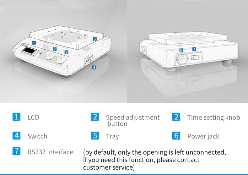 Orbital Shaker Rocker Lab Shaking Instrument Orbital Testing Equipment with Shaking Mode Orbital Speed Range 50 to 250rpm Amplitude 20mm