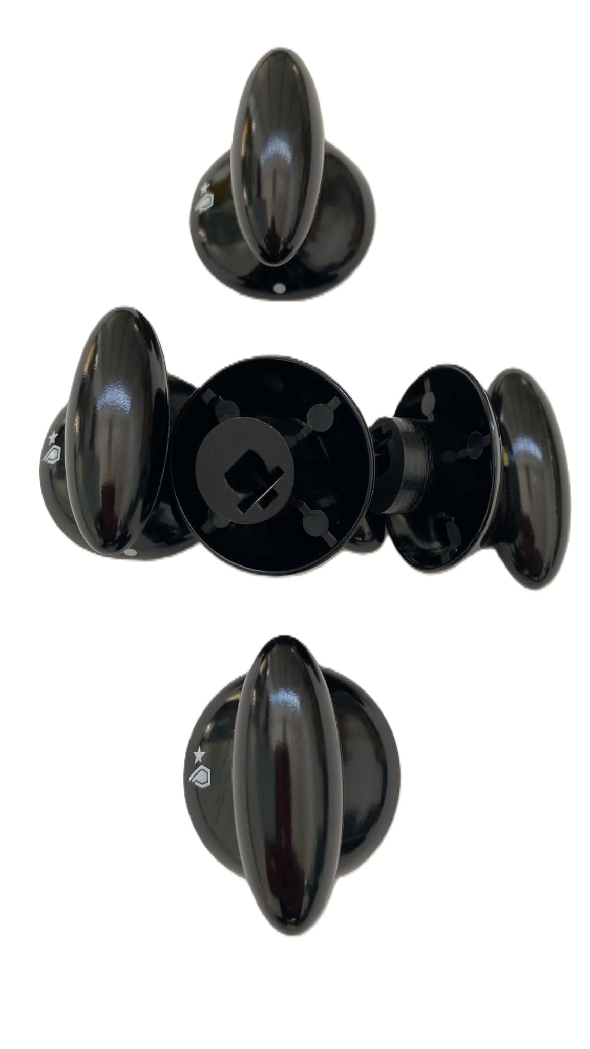 Manopole Piano Cottura Comatibili con Franke Country Pulsar – Set 5 Pomelli Cucina Neri – Ricambio Manopole Franke (Fk1330042459) - Foro Innesto 6mm e Gambo Sporgente 8mm