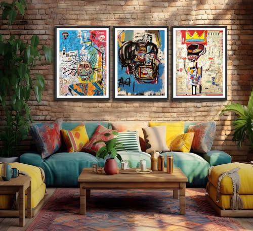 3 Pcs Street Wall Art Modern Abstract Pictures Poster Prints Wall Decor Artist Blue Color Print Canvas Painting for Living Room Bedroom Bathroom Office Home Decorations Unframed