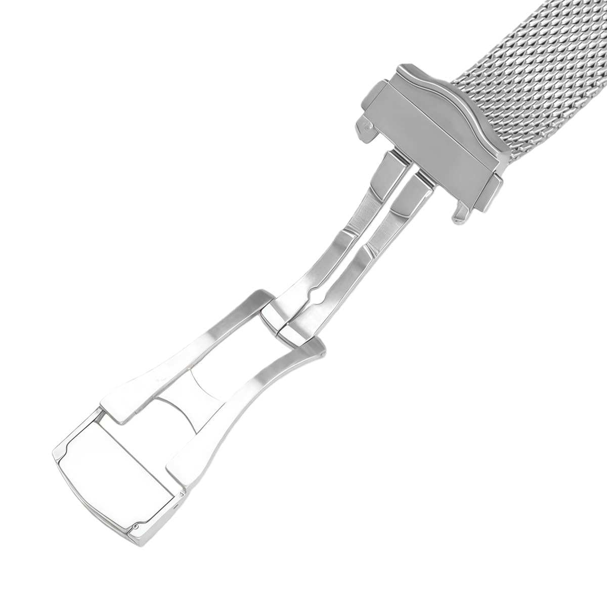 Cinturino Orologio Acciaio Inox Bracciale Metallico 20mm Mesh Intrecciato Ricambio Estremità Diritta Spazzolato Fibbia Lucida for Omega Seamaster 300
