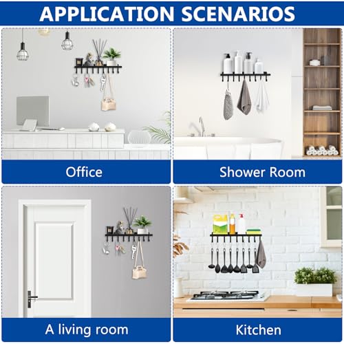 BATENGKEJI 2 Pcs Colgador Llaves Pared, Porta Cuelga Colgador de Llaves Llavero Pared con Estanteria Negros con 9 Ganchos para Entrada Hogar Cocina Oficina(Moderno) - imagen 7