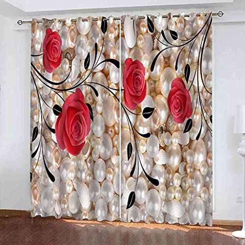 Rideau occultant isolant et phonique fleurs rouge perle 140x160 - 2