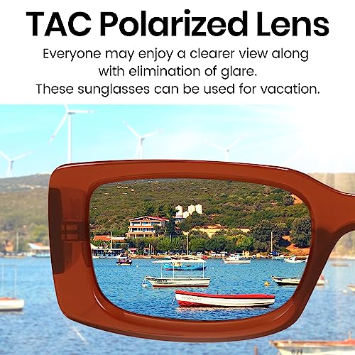 Image of Veda Tinda Vision Rectangle Sunglasses Men Tinted Polarized Big Square Retro 90s Vintage y2k Glasses for Women UV Protection