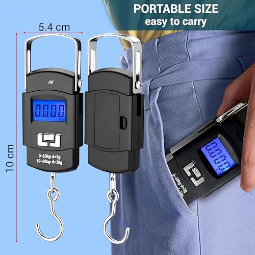 Image of ANT Digital Hanging Scale 50 kg / 110 lb - Portable High‑Precision Luggage & Cargo Scale with Backlit LCD, Tare & Unit Switch, Dual Accuracy 5 g / 10 g, Heavy‑Duty Hook