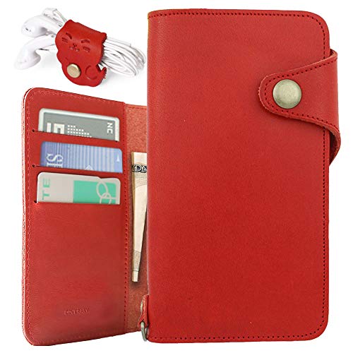 arrows M05 ケース 手帳型 本革 猫 クリップ 栃木レザー 革 セット マグネット ねこ ベルトあり カバー (レッド) SIMフリー