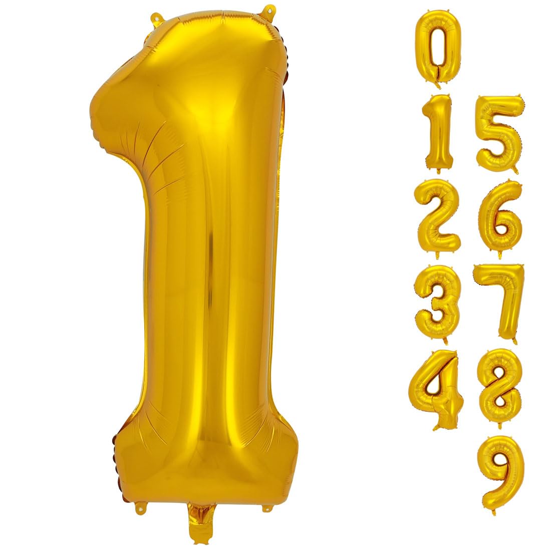 Azinoo 40 inch Glod 1 Number Balloons， Foil Number 0-9 Large Number for Birthday Party Supplies Decorations，Baby Showers, Princess Celebrations ，
