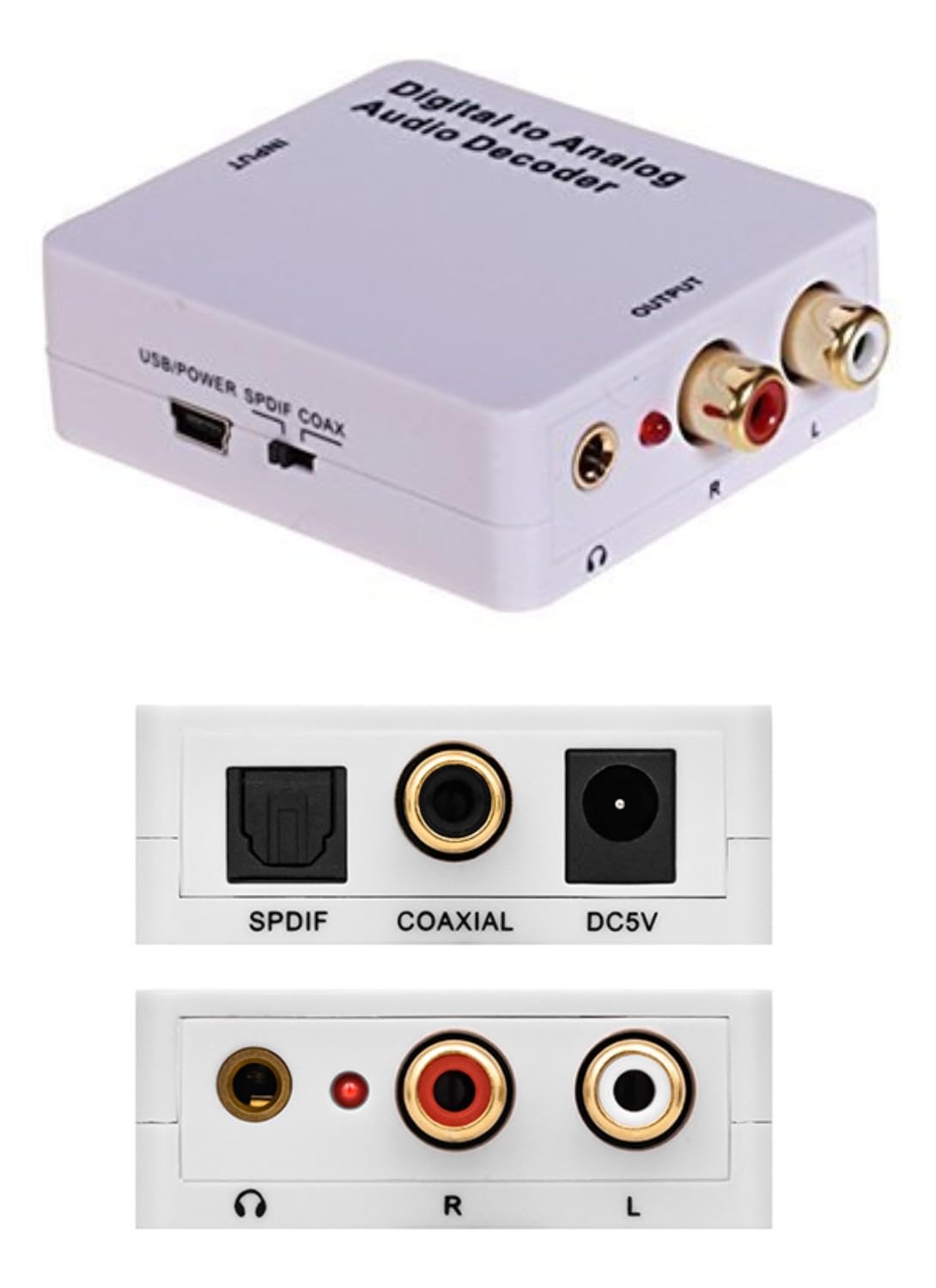 Premium Digital-to-Analog Audio Decoder Converter with 5.1 Input to Stereo Output – Supports Dolby & DTS Formats, RCA + 3.5mm Headphone Outputs