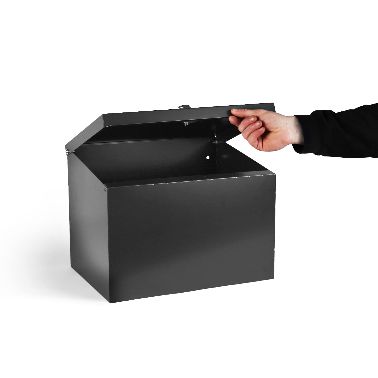 Indoor Outdoors Grey Metal Parcel Delivery Box - Waterproof And Secure Container, Courier Package, Postbox, Drop Box Deliveries - British Steel (, With Lock)