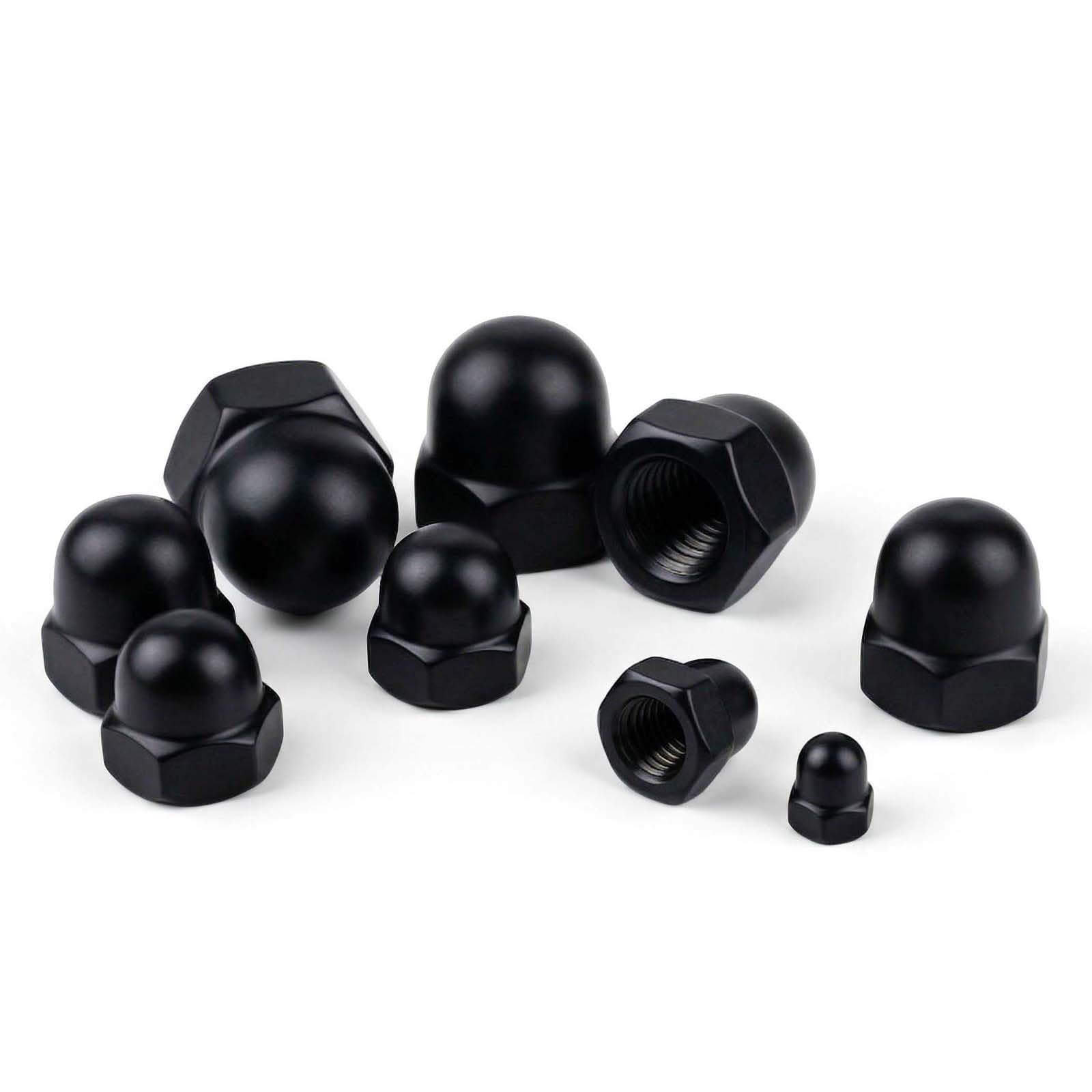 SHBAOCH M8 Hutmuttern Edelstahl, 20PC Kappenmuttern Sechskant Hutmutter hohe Form A2 V2A, Gewindestange Hutmuttern für Schrauben Gewindestangen Gewindebolzen (Schwarz)
