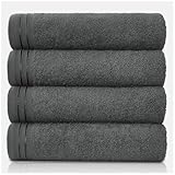 GC GAVENO CAVAILIA Large Towels Bath Sheet - Highly Absorbent Egyptian Cotton Towel Set - 4 Pack Extra Soft Large Bath Towel Charcoal-Quick Dry Bath Sheets - 450 GSM Washable Towels, 75X135 Cm