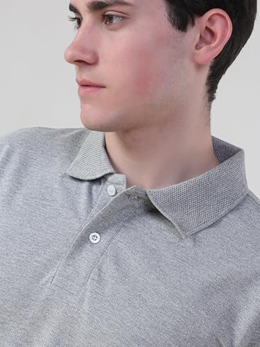 Image of TURMS Men's Casual Solid Polo T-Shirt, Odor Control, Stretchable & Breathable, Cotton Blend Fabric, Collared Neck, Half Sleeve