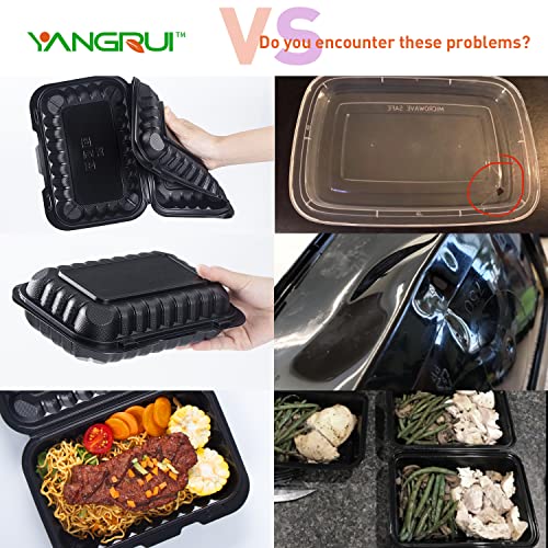 Yangrui Clamshell Take Out Containers, Shrink Wrap 50 Pack 9 X 6 Inch 28 Oz Plastic Hinged To Go Containers Microwave Freezer Safe Bpa Free Biodegradable Meal Prep Container #TOP4