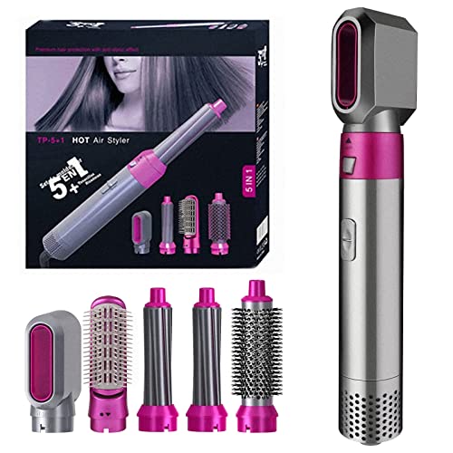 Foto von 5 in 1 Heißluft-haarstyler, Multifunktions Lockenstab Set- Hitzewellenkamm mit 5 austauschbaren Fässern,Hairstyler Haartrockner Glätteisen Lockenstäbe Heißwindkämme Styling Tools (Violett)