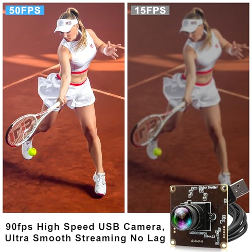 ELP Global Shutter USB Camera 50fps High Speed USB Camera Module for Computer Wide Angle No Distortion Lightburn Camera Laser Engraver PC Camera for Motion Capture Face Recognition - Image 3