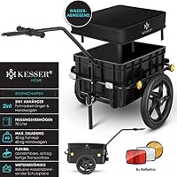 KESSER® Fahrradanhänger, Lastenanhänger, Handwagen mit Kupplung, Hochdeichsel, für Fahrrad Transportanhänger Transportbox mit 70 Liter Volumen, Max. 60kg, + Zubehör für Fahrräder mit 26-28, Schwarz – Ansicht 2