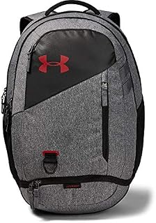 Under Armour Hustle 4.0 Backpack, Graphite (041)/Stadium Red, One Size Fits All