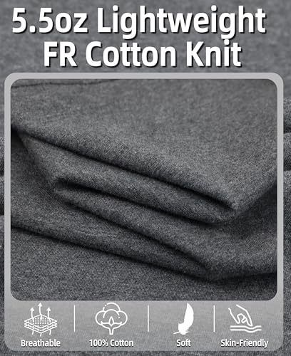 Image of BOCOMAL FR Shirts Flame Resistant Shirt 5.5oz 100% Cotton Light Weight CAT2 Fire Retardant Henley Shirts