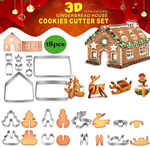 Emporte-pièces de Noël 18 pièces, emporte-pièces sapin de Noël 3D en acier inoxydable Accessoires de cuisson pour chocolat et biscuits de Noël Cover