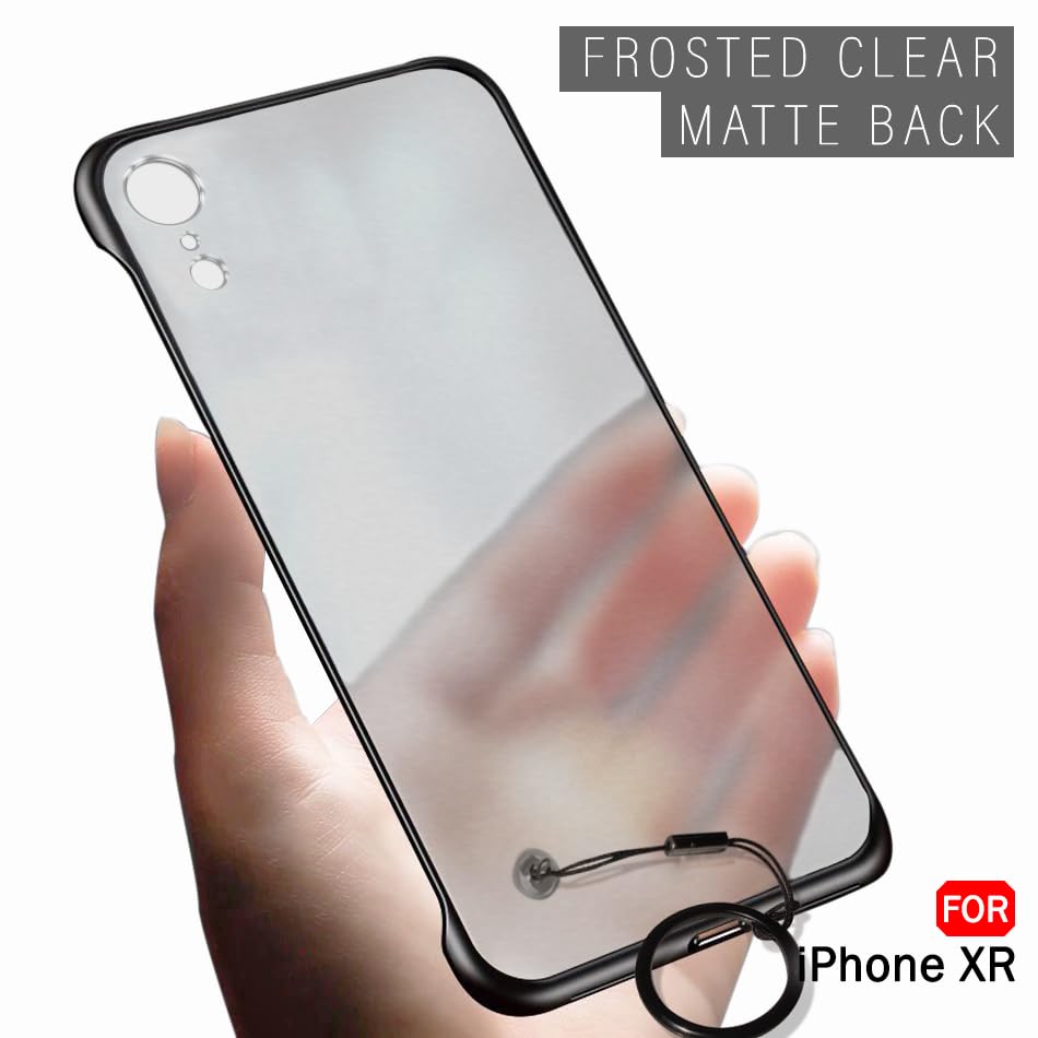 Image of TheGiftKart Hybrid Ultimate Slim Back Case Cover for iPhone XR | Camera & Screen Protection | Frosted Matte Translucent Hard Back Case Cover for iPhone XR (PC & TPU, Black Bumper)