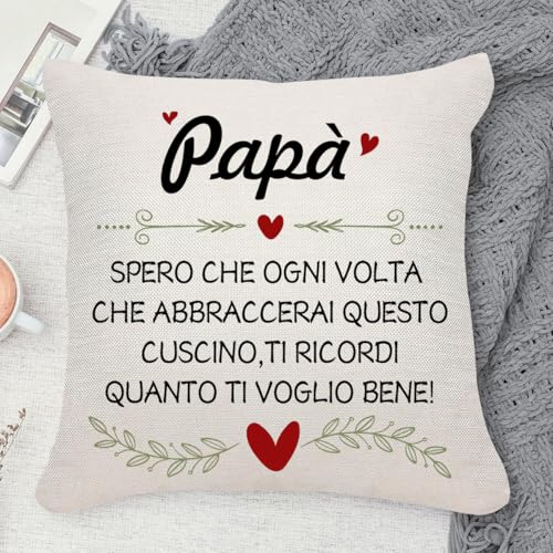 QXRXN Festa del Papa Idee Regalo Papà Compleanno Utile, Regali per la Festa del Papà, Regalo Papa Natale spero che ogni volta che abbracci questo cuscino ti ricordi quanto ti voglio bene