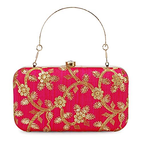 Image of LONGING TO BUY Hand Crafted Designer Box Clutch - Zari Embroidery For Women