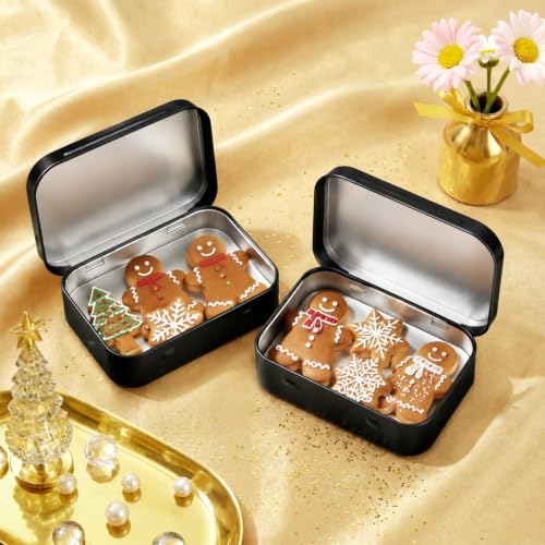 Image of Hotop 6 Pack Metal Rectangular Empty Hinged Tins 3.75 x 2.45 x 0.8 Inch Box Containers with Lids Mini Portable Box Small Storage Kit, Home Organizer (Black)