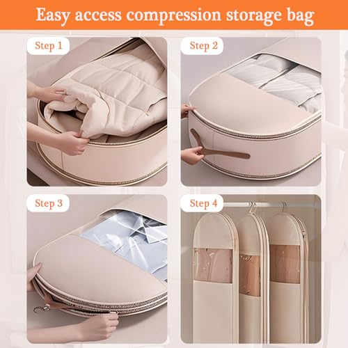 Space Saving Hanging Garment Bag with Self Compression Zipper - Dust Proof Protector for Down Coat, Coats, Suits & Seasonal Clothes | Closet Storage Organizer3