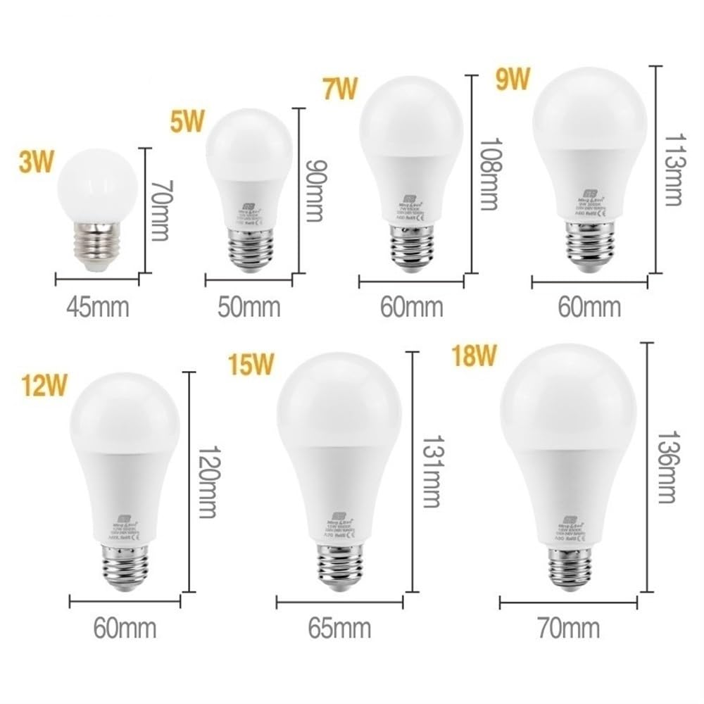 fengyan Casa bombillas, Paquete de 12, bombillas LED IC inteligentes AC220V E14/E27, iluminación de techo interior for el hogar, blanco cálido/frío Familiar Lámpara(Warm White,18W E27)