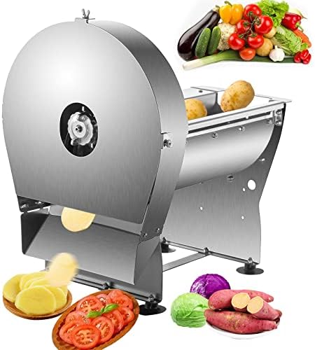 VEVOR Electric Food Slicer, 10In Manual Vegetable Fruit Slicer, 0-0.4 In Adjustable Thickness Fruit Slicer Machine with Removable Stainless Steel Blade, Non-Slip Feet Commercial Food Slicer, Silver