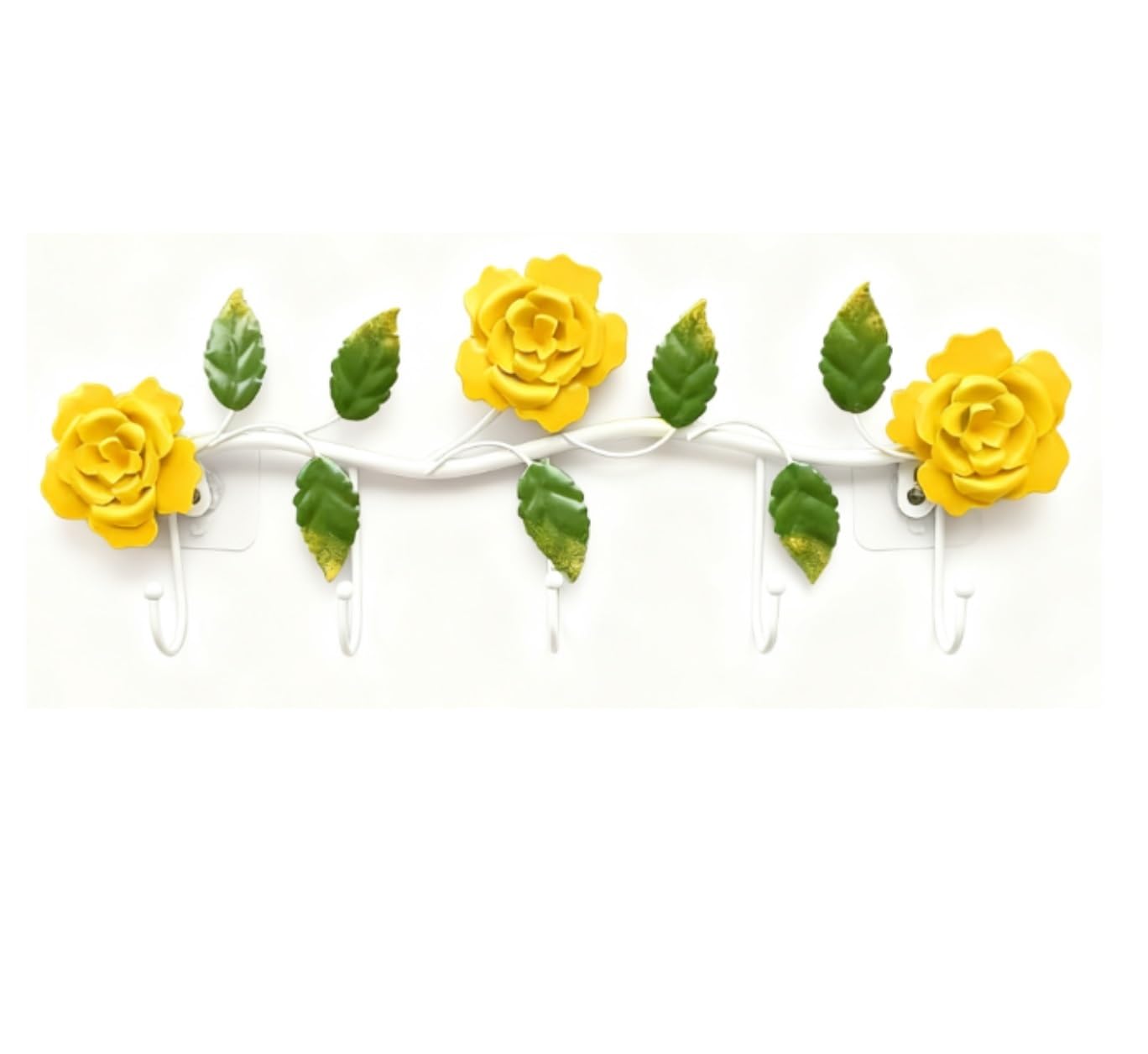 AZHKJKZH Coats Hooks Wall Mounted Metal Wall Hooks Rose Flower Coat Rustic Style for Bathroom Decoration Clothes Towel(Yellow)
