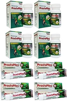 Vrinda Ayurvedic Piles Free Capsules - Piles Capsules & Ointment - Fast Relieve In Bleeding, Burning & Pain With Proctopiles Cream Absolutely Free (Pack Of 4)