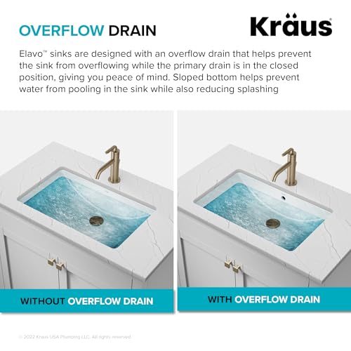 KRAUS Elavo 20.25 in. Rectangular Porcelain Ceramic Undermount Bathroom Sink in White with Overflow Drain, KCU-244 by Kraus - Image 9