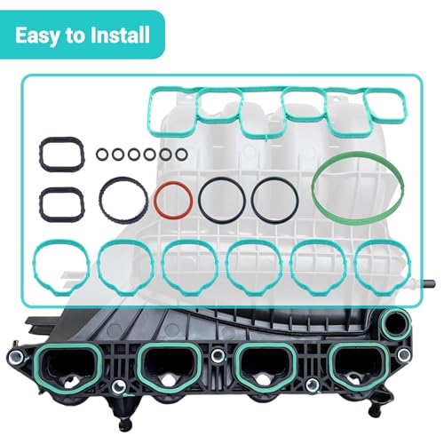 Image of Engine Intake Manifold Gasket Set Fit for Ford Lincoln Vehicle Edge Explorer F-150 Police Mustang Flex Taurus Transit-150 250 350 for MKS MKT MKZ MKX 2011-2020 Replace MS97118-1 MS971181